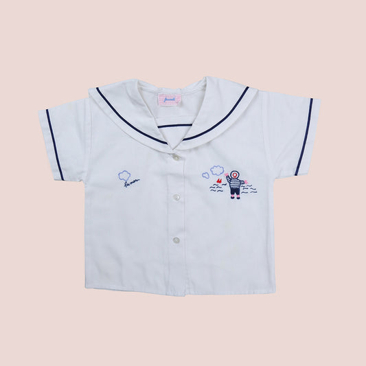 Chemise à col marin jacadi vintage pour bébé