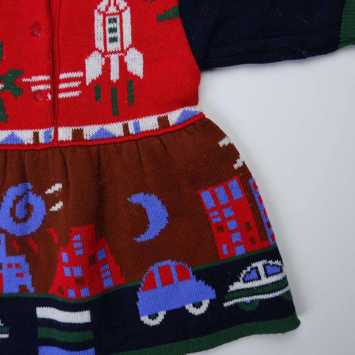 Robe vintage en maille à motif ville