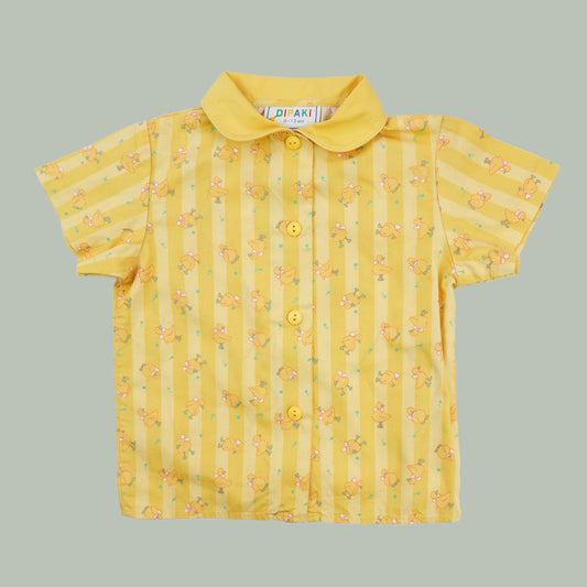 chemise jaune à motifs canard vintage pour enfants