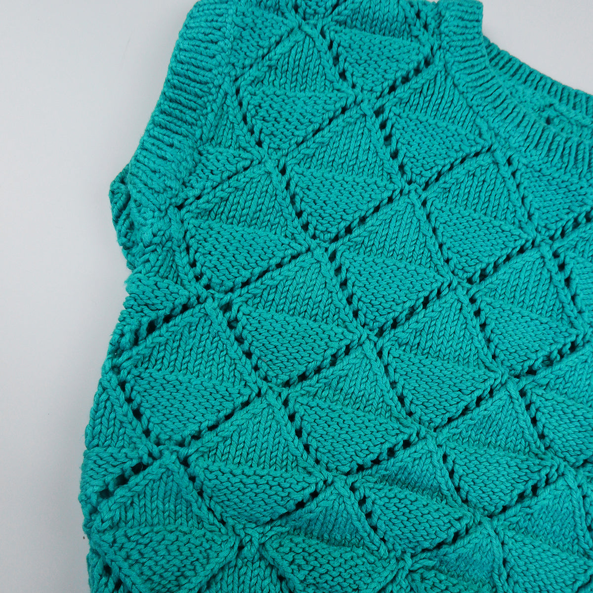 gilet sans manches en crochet vert émeraude vintage pour enfants