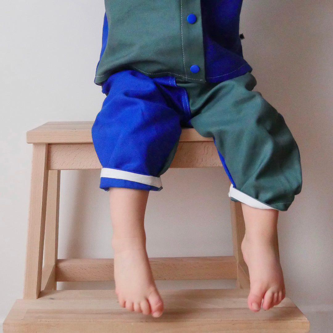 pantalon et veste écologiques made in france et upcylcés pour enfants