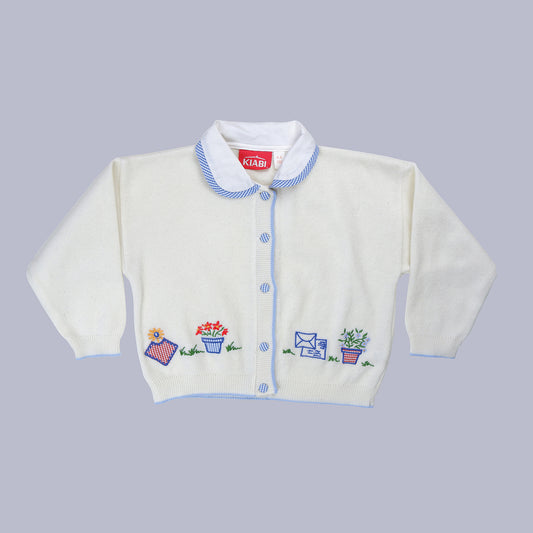 Gilet brodé à col claudine vintage pour enfants