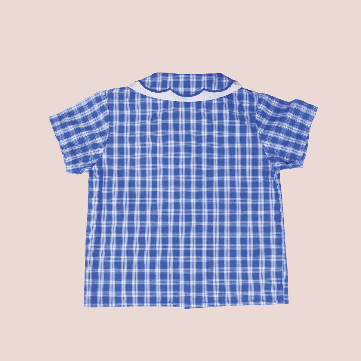 chemise à col claudine et carreaux bleus vintage pour bébé