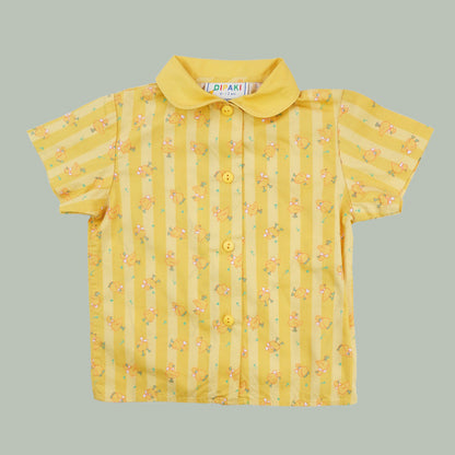 chemise jaune à motifs canard vintage pour enfants