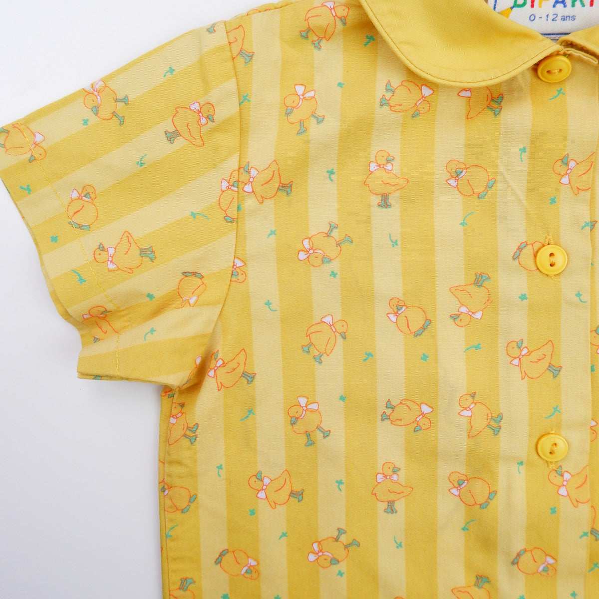 chemise jaune à motifs canard vintage pour enfants