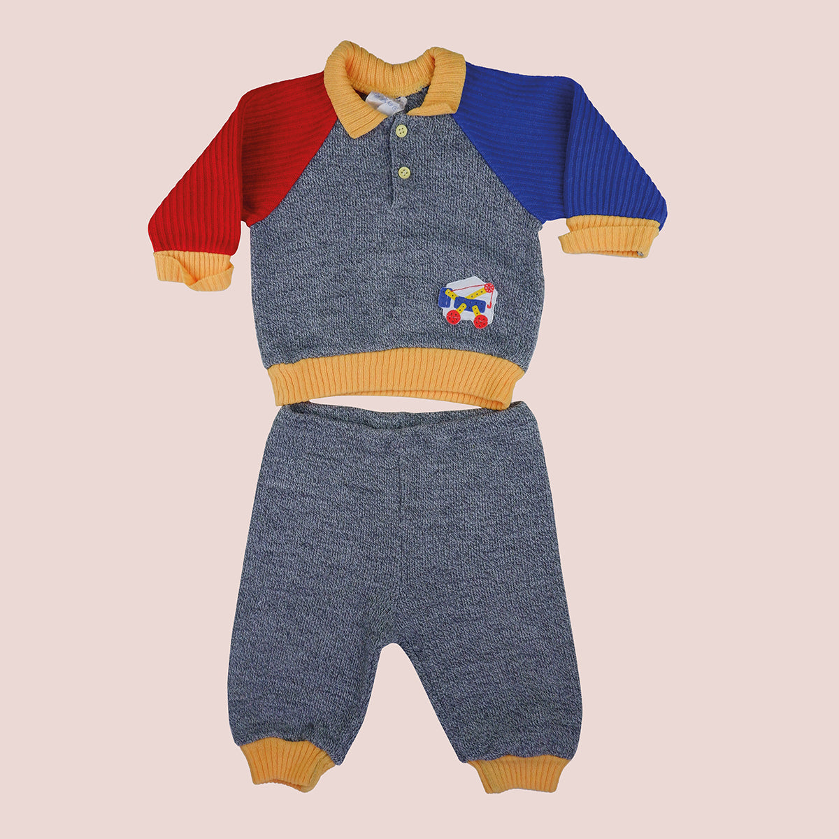 ensemble color block en maille vintage pour bébé