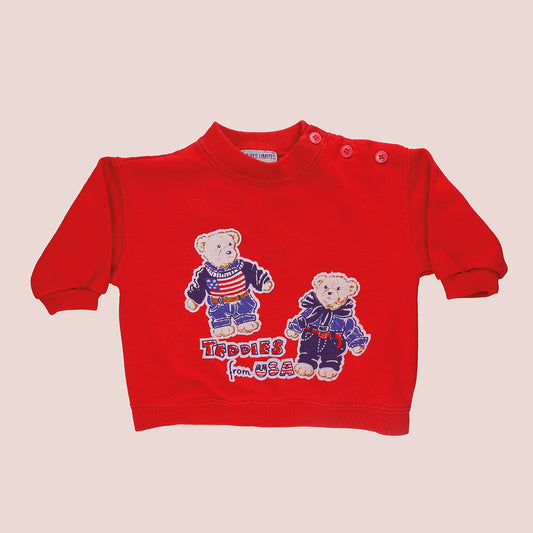 sweat vintage rouge avec ours bear usa pour enfants