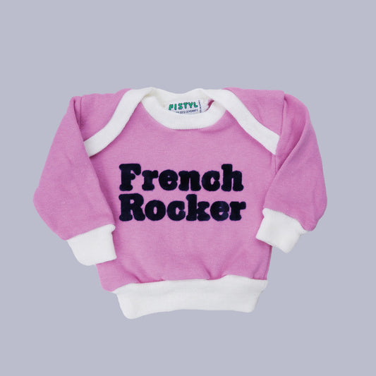 sweat-shirt vintage rose french rocker pour bébé