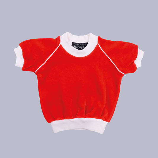 t-shirt en velours rouge vintage pour bébé