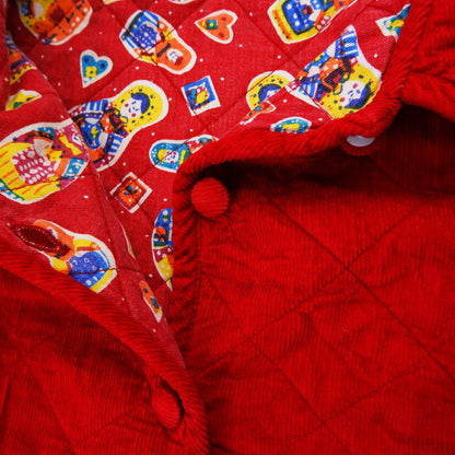 veste en velours rouge vintage matelassée pour enfants