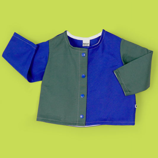 La veste playwear vert et bleu, kidswear unisexe made in france